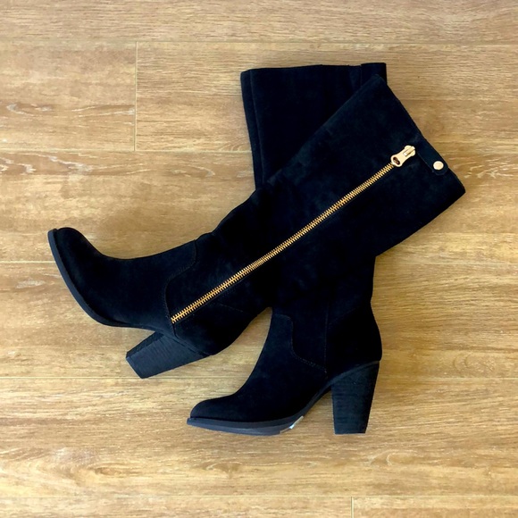 Black Knee High Boots with Gold Details from Aldo - Picture 1 of 10